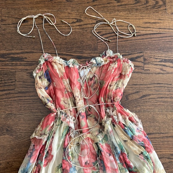 Zimmerman Melody Floating Floral Print Silk Dress Size Zimmermann 0 - Picture 14 of 16